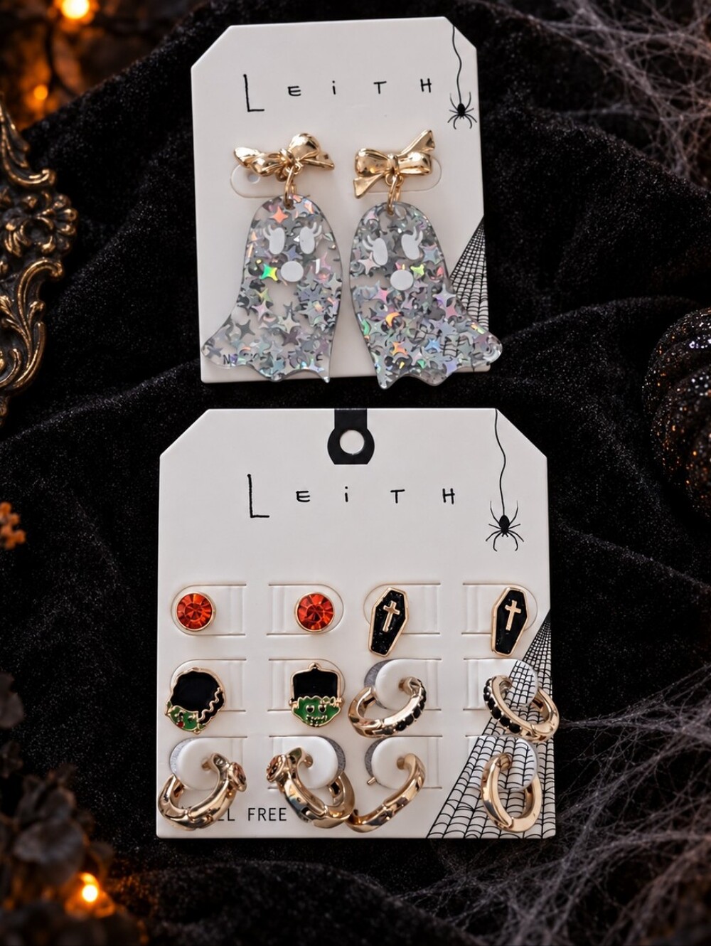 Halloween Ghost & Mixed Gold Earring Set
